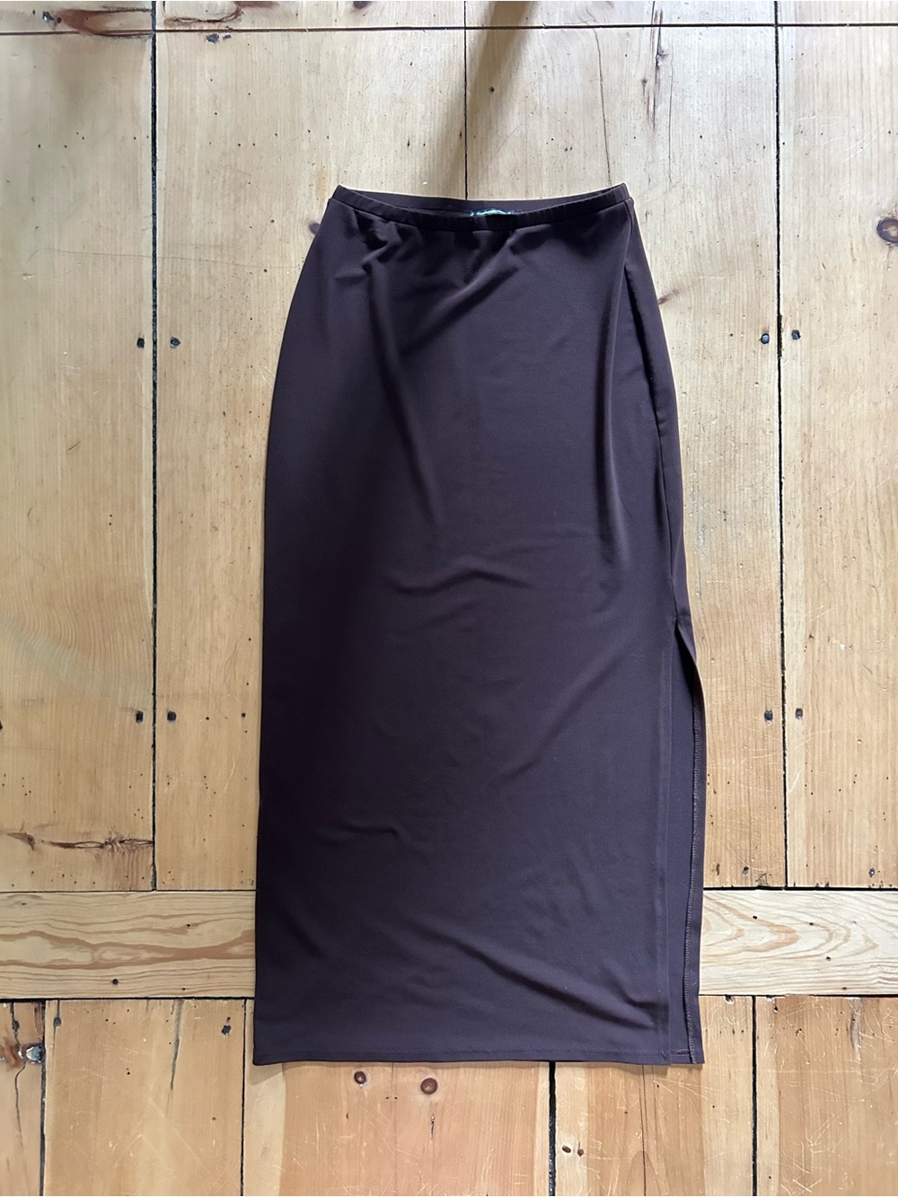 Women's Brown Maxi Skirt with Side Slit